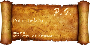 Puhr Iván névjegykártya